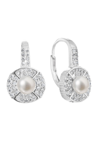 Obrázok pre Strieborné náušnice visiace s bielou riečnou perlou 21054.1