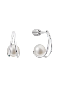 Obrázok pre Strieborné náušnice visiace s bielou riečnou perlou 21078.1