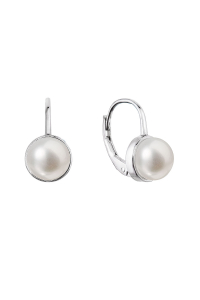Obrázok pre Strieborné náušnice visiace s bielou riečnou perlou 21079.1