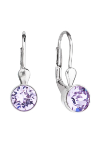 Obrázok pre Strieborné náušnice visiace s kryštálmi fialové okrúhle 31112.3 violet