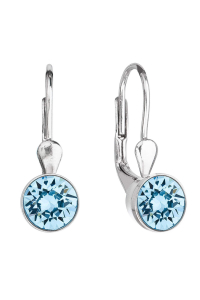 Obrázok pre Strieborné náušnice visiace s kryštálmi modrej okrúhle 31112.3
