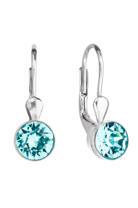 Obrázok pre Strieborné náušnice visiace s kryštálmi modrej okrúhle 31112.3 light turquoise