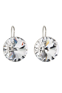 Obrázok pre Strieborné náušnice visiace s kryštálmi Preciosa biele okrúhle 31153.1