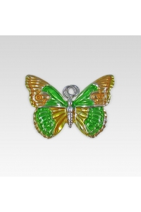 Obrázok pre Strieborný prívesok Motýľ zeleno-oranžový (smalt)