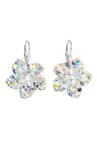 Obrázok pre Strieborné náušnice visiace s kryštálmi Swarovski AB efekt kytička 31130.2