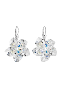 Obrázok pre Strieborné náušnice visiace s kryštálmi Swarovski biela kvietka 31130.1