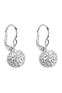 Obrázok pre Strieborné náušnice visiace s kryštálmi Swarovski biele guličky 31110.1