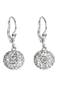 Obrázok pre Strieborné náušnice visiace s kryštálmi Swarovski biele okrúhle 31109.1