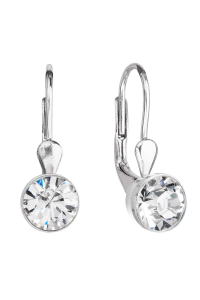 Obrázok pre Strieborné náušnice visiace s kryštálmi Swarovski biele okrúhle 31112.1
