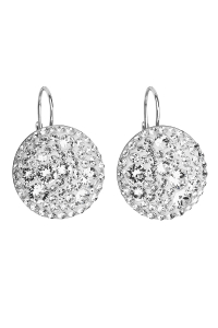 Obrázok pre Strieborné náušnice visiace s kryštálmi Swarovski biele okrúhle 31161.1