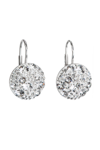 Obrázok pre Strieborné náušnice visiace s kryštálmi Swarovski biele okrúhle 31176.1
