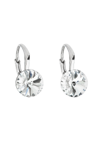 Obrázok pre Strieborné náušnice visiace s kryštálmi Swarovski biele okrúhle 31229.1