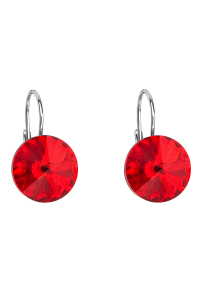 Obrázok pre Strieborné náušnice visiace s kryštálmi Swarovski červené okrúhle 31106.3