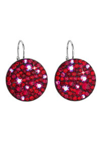Obrázok pre Strieborné náušnice visiace s kryštálmi Swarovski červené okrúhle 31161.3 cherry