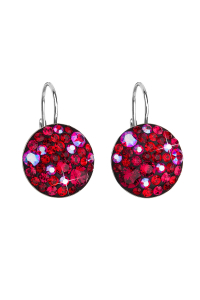 Obrázok pre Strieborné náušnice visiace s kryštálmi Swarovski červené okrúhle 31176.3 cherry