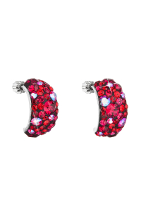 Obrázok pre Strieborné náušnice visiace s kryštálmi Swarovski červené polkruh 31164.3 cherry