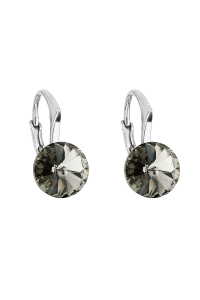 Obrázok pre Strieborné náušnice visiace s kryštálmi Swarovski čierne okrúhle 31229.3