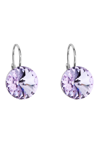 Obrázok pre Strieborné náušnice visiace s kryštálmi Swarovski fialové okrúhle 31106.3 violet