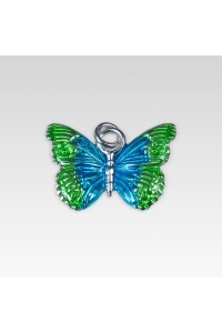 Obrázok pre Strieborný prívesok Motýľ modro-zelený (smalt)