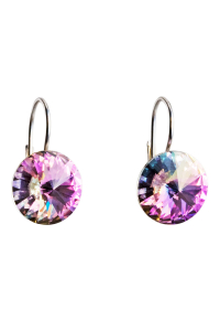 Obrázok pre Strieborné náušnice visiace s kryštálmi Swarovski fialové okrúhle 31106.5