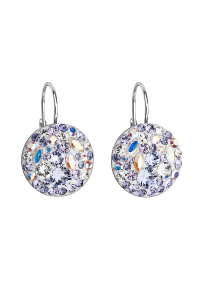 Obrázok pre Strieborné náušnice visiace s kryštálmi Swarovski fialové okrúhle 31176.3 violet