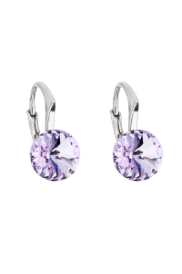 Obrázok pre Strieborné náušnice visiace s kryštálmi Swarovski fialové okrúhle 31229.3 violet