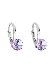 Obrázok pre Strieborné náušnice visiace s kryštálmi Swarovski fialové okrúhle 31230.3 violet