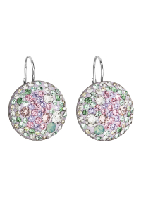 Obrázok pre Strieborné náušnice visiace s kryštálmi Swarovski mix farieb okrúhle 31161.3 sakura