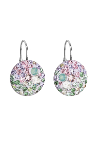 Obrázok pre Strieborné náušnice visiace s kryštálmi Swarovski mix farieb okrúhle 31176.3 sakura