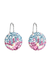 Obrázok pre Strieborné náušnice visiace s kryštálmi Swarovski mix farieb okrúhle 31176.3 water lilly