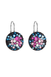 Obrázok pre Strieborné náušnice visiace s kryštálmi Swarovski mix farieb okrúhle 31176.4 galaxy