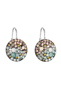 Obrázok pre Strieborné náušnice visiace s kryštálmi Swarovski mix farieb okrúhle 31176.4 chameleón