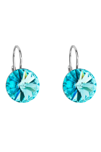 Obrázok pre Strieborné náušnice visiace s kryštálmi Swarovski modré okrúhle 31106.3 light turquoise