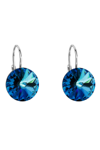 Obrázok pre Strieborné náušnice visiace s kryštálmi Swarovski modré okrúhle 31106.5