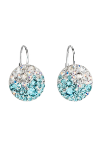 Obrázok pre Strieborné náušnice visiace s kryštálmi Swarovski modré okrúhle 31176.3 light turquoise
