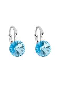 Obrázok pre Strieborné náušnice visiace s kryštálmi Swarovski modré okrúhle 31229.3 aqua