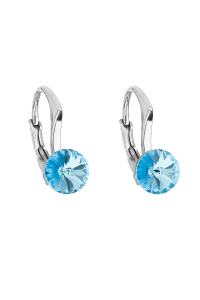 Obrázok pre Strieborné náušnice visiace s kryštálmi Swarovski modré okrúhle 31230.3 aquamarine