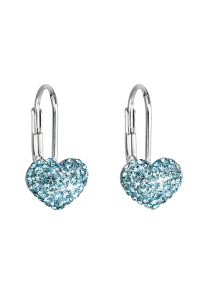 Obrázok pre Strieborné náušnice visiace s kryštálmi Swarovski modré srdce 31125.3