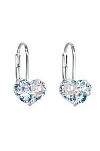 Obrázok pre Strieborné náušnice visiace s kryštálmi Swarovski modré srdce 31125.9