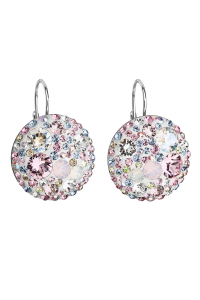 Obrázok pre Strieborné náušnice visiace s kryštálmi Swarovski ružové okrúhle 31161.3
