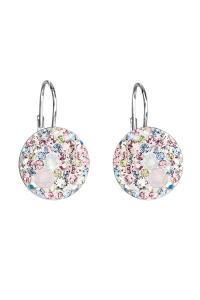 Obrázok pre Strieborné náušnice visiace s kryštálmi Swarovski ružové okrúhle 31176.3