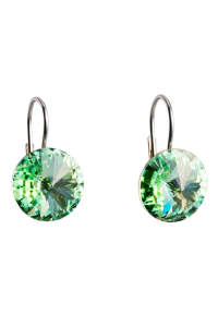 Obrázok pre Strieborné náušnice visiace s kryštálmi Swarovski zelené okrúhle 31106.3