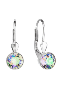 Obrázok pre Strieborné náušnice visiace s kryštálmi Swarovski zelené okrúhle 31112.5
