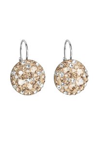Obrázok pre Strieborné náušnice visiace s kryštálmi Swarovski zlaté okrúhle 31176.5 gold