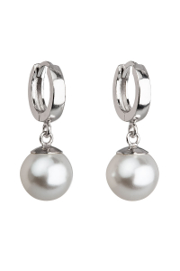 Obrázok pre Strieborné náušnice visiace s perlou Preciosa biele okrúhle 31151.1
