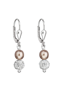 Obrázok pre Strieborné náušnice visiace s Preciosa kryštály hnedé okrúhle 31244.3