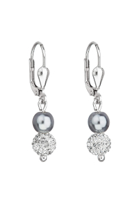 Obrázok pre Strieborné náušnice visiace s Preciosa kryštály šedé okrúhle 31244.3