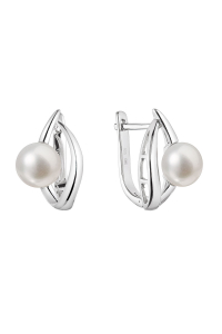 Obrázok pre Strieborné náušnice visiace s riečnou perlou bielej 21100.1B