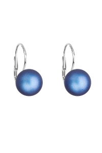 Obrázok pre Strieborné náušnice visiace s tmavo modrou matnou Swarovski perlou 31143.3