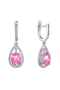 Strieborné náušnice visiace slzy s ružovým zirkónom 11480.3 rose Obrázok pre Strieborné náušnice visiace slzy s ružovým zirkónom 11480.3 rose